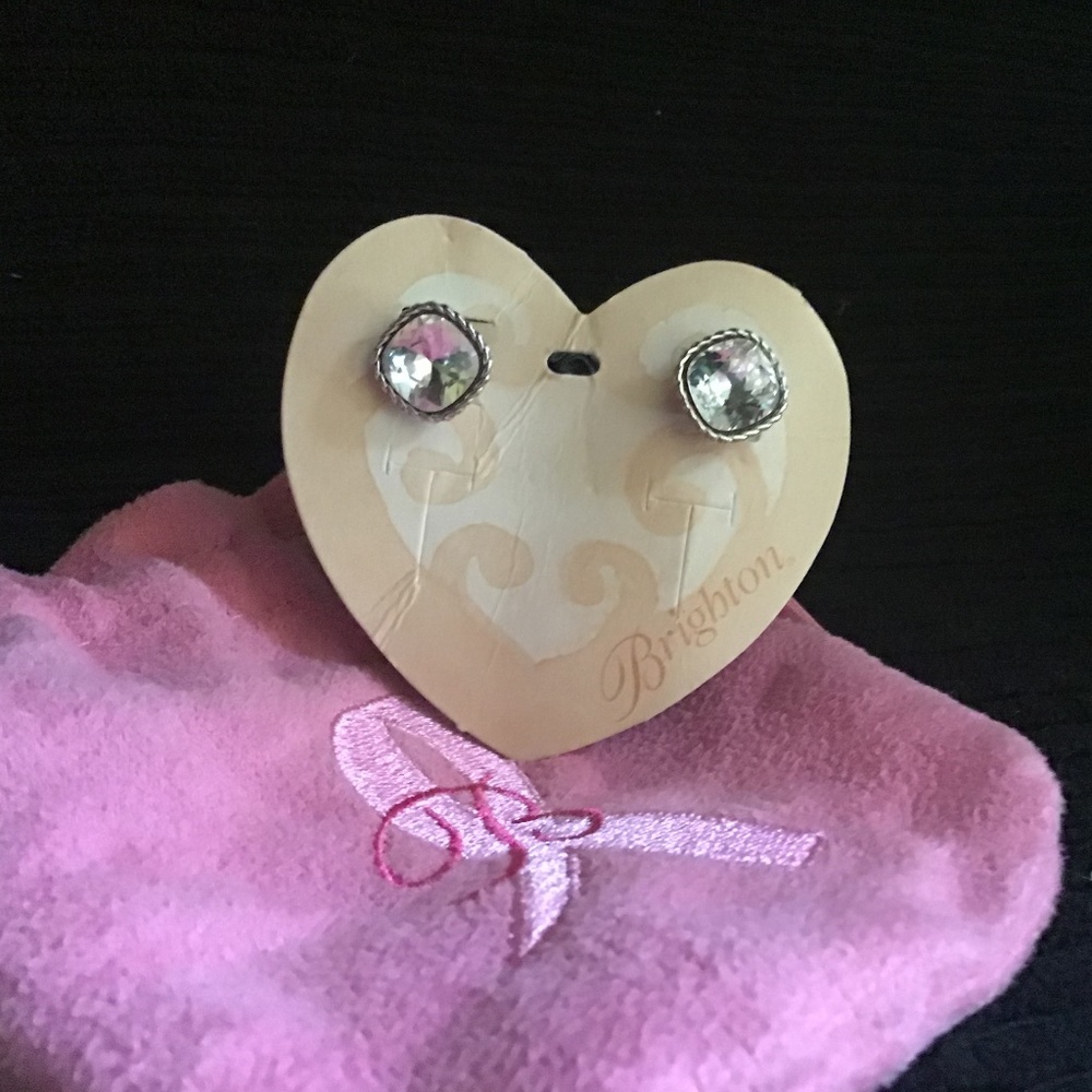 New Brighton stud earrings with clear crystal center